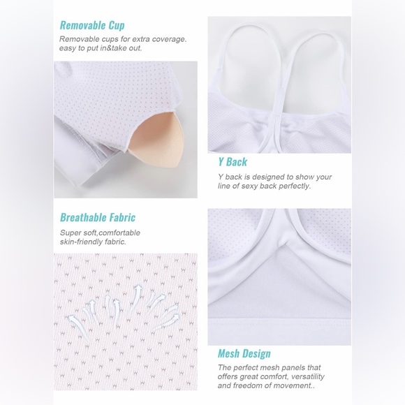 Running Girl Y Back Sports Bra Size Small White (2) Women's White Sports Bra NWT - Picture 4 of 7